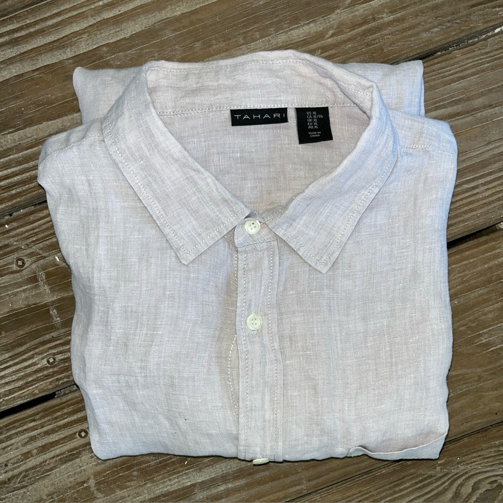 Tahari Men’s Crisp 100% Linen Shirt. Size Large NWOT
